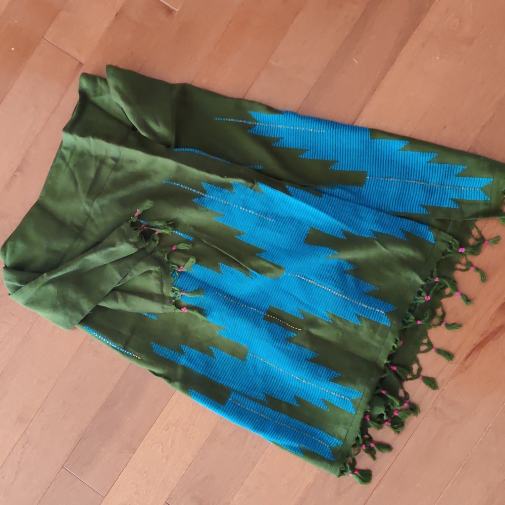 Tribal Pattern Hand Woven Wrap Skirt Embroidery and Beading Fring